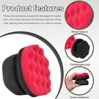 Wevdn 2PCS Tire Shine Applicator, Durable & Reusable Hex Grip Tire Dressing Sponge Foam Detailing Pad, Washable Round Shape Wheel Tire Shine Car Cleaning Sponge, Car Accessories (Red-Large)