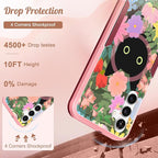 for Samsung Galaxy A16 5G Phone Case - Compatible with MagSafe Women Girls Cute Magnetic Protective Cover Kawaii Girly Cat Flower Floral Heavy Duty Shockproof Design for Samsung A16 5G Case