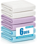 Microfiber Glass Cleaning Cloth 6 Pack, 15.5x15.5 Inch Magic Cleaning Rags, Lint Free Streak Free Reusable Towels for Windows, Mirrors, Cars, Screens, Kitchen and Stainless Steel Surface