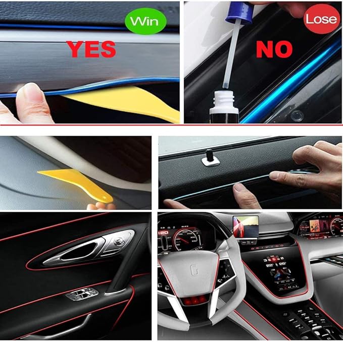 El Wire Green Interior Car LED Strip Lights, 3M Neon Wire USB 5V with Fuse Protection for Automotive Interior Decoration, with 6mm Sewing Edge
