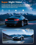 Dash Cam Front and Rear, 4K Front Dash Cam, 3K+1080P Dual Dash Camera for Cars, Built-in WiFi, Car Dashcams with Night Vision, Free 64GB Card, 24H Parking Mode, App Control, Silvery