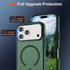 SUPFINE Magnetic for iPhone 17 Pro Max Case (Compatible with MagSafe)(Military Grade Drop Protection) Translucent Matte Shockproof with Anti-Fingerprint Phone Cover,Forest Green