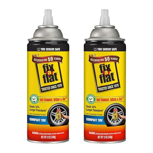 Fix-A-Flat Tire Sealant and Car Tire Inflator 12oz (2-Pack)