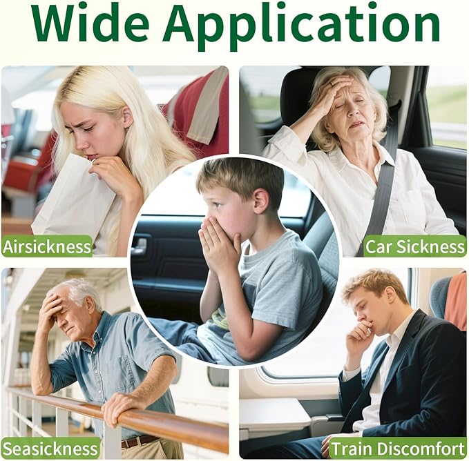 Motion Sickness Patches Non-Drowsy Formula Prevents Car, Airsick, Altitude Sickness, Sea & Motion Rides Travel Essentials for Adults & Kids Long-Lasting up to 72 Hours (60Pcs)