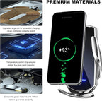 Wireless Car Charger, 15W Fast Charging Mount Electric Induction Car Phone Holder, Universal Auto-Clamping Magnetic Charger Air Vent Mount Bracket for Most Smartphones (Silver)