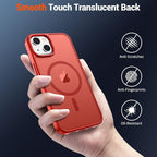 SUPFINE Magnetic for iPhone 15 Case (Compatible with MagSafe) (Military Grade Drop Protection) Slim Translucent Matte Shockproof with Anti-Fingerprint Phone Case, Red