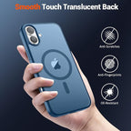 SUPFINE Magnetic for iPhone 16 Plus Case(Compatible with MagSafe) (Military Grade Drop Protection) Slim Translucent Matte Shockproof with Anti-Fingerprint Phone Case,Deep Blue