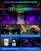 Acrylic LED Lights for Car, 43.3in RGB Strip Light Car LED Lights Interior with USB Port, App Control, Music Sync, 146 LEDs Interior Ca r Lights for Women Men Gifts