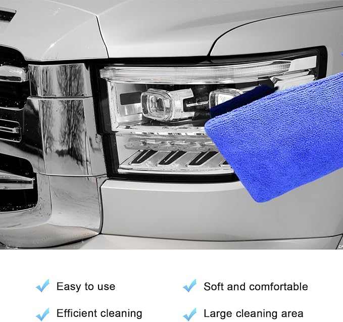 2 PCS Clay Mitt, Fine Grade Microfiber Claying Bar Glove Car Detailing Towels, Scratch-Free Cleaning & Polishing Clay Eraser Mitts for Vehicle Surface, Car Accessories (Blue)