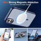 SUPFINE Magnetic for iPhone 17 Case (Compatible with MagSafe)(Military Grade Drop Protection) Translucent Matte Shockproof with Anti-Fingerprint Phone Cover 2025,Navy Blue