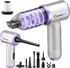 SakerPlus Mini Vacuum Cleaner, 3 in 1 Cordless Handheld Vacuum Cleaners, 18000Pa High Power Car Vacuum Cleaner with Brushless Motor,Adjustable Car Vaccum Portable for Cars,Desktop (Sliver and Purple)