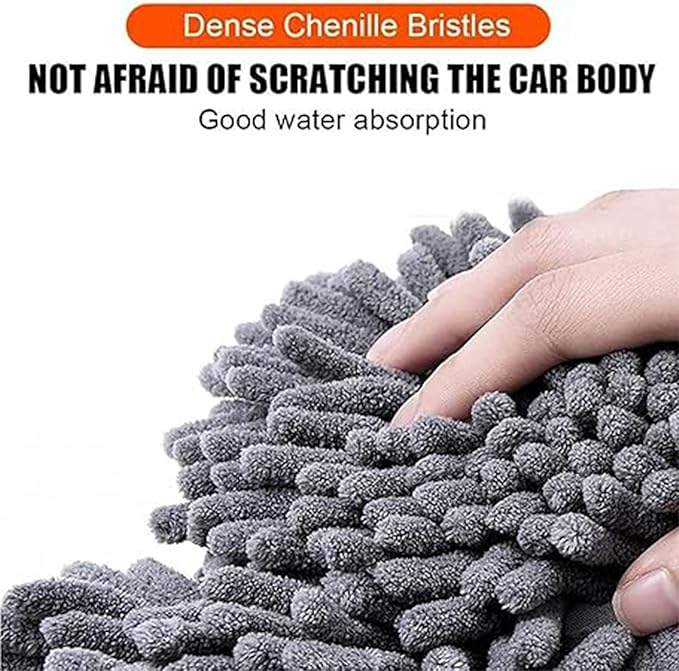Double Head Car Wash Mop with Long Handle 360°Rotating Car Wash Brush Chenille Microfiber Cleaning Kit Not Hurt Paint Scratch Free(Single Set Mop)