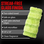 Adam's Polishes Microfiber Glass Cleaning Towel - Two Sided, Streak Free Glass Cleaning Towel - Soft Satin Stitched Edges 540 GSM (2 Pack)