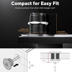 12V USB Outlet All-Aluminum QC 3.0 USB-A & USB-C PD3.0 Dual High-Speed Charger Socket, Recessed Mount Type-A Type-C Port for Camper Van Trailer RV Boat Truck (Big Version*2)