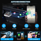 Seamless Auto-Connect CarPlay Adapter, Upgrade 2in1 Wireless CarPlay & Android Auto Adapter, Plug & Play, WLAN Dual-Band 2.4G+5G, Auto Reconnect, Compatible with After 2016 Cars with Wired CarPlay