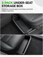 10PCS Center Console Organizer Tray for 2025 2026 Tesla Model Y Juniper Accessories, Under Seat Storage Armrest Hidden Storage Box Cup Holder Charger Pad for Tesla Model Y Juniper (Not fit Standard)