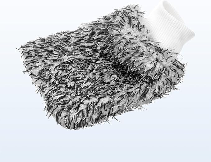 HARFINGTON Microfiber Car Wash Mitts 10" x 8" Scratch Free Wash Gloves Absorbent Double Sided Plush Cleaning Drying Mitts for Car Washing Home Clean Black White