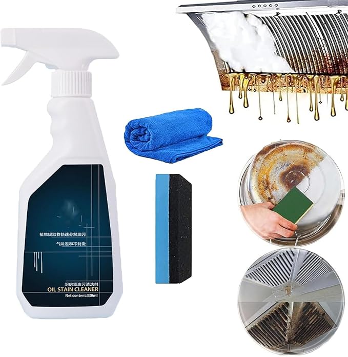 Oil Stain Removal,Kitchen Cleaner Spray,Oil Stain Cleaner,All-Purpose Kitchen Pot and Pan Cleaner,Remove Stubborn Stains (1 Pcs)