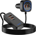 Car USB Charger Multi Port with 5.9FT Extension, QC3.0 76W Fast Charging Cigarette Lighter USB C Charger Adapter Multiple Ports for Mobile Phones and ipad