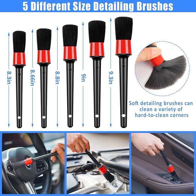 AUTODECO 29Pcs Car Detailing Kit Wash Cleaning Kits with Pump Foam Sprayer Collapsible Bucket Wash Brush Large Wash Mitt Towels Complete Interior Exterior Car Detailing Supply Set Blue