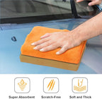 Shimeyao 30 Pcs Edgeless Microfiber Plush Towels for Cars Detailing Drying Wash Polishing Absorbent Cleaning Cloths, 500 GSM (16 x 16 Inch,Orange)