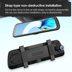 BY-J 10'' Rearview Mirror Camera with CarPlay&Andorid Auto,2K Mirror Dash Cam Front and Rear Backup Camera with Reverse Assist/Loop Record/G Sensor/Voice Control&Split Touch Screen