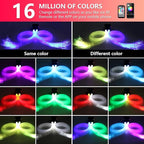 Starlight Headliner Kit,Twinkle + Music Sync Dual Color Fiber Optic Star Ceiling Lights with APP Remote Control, RGBW Star Lights for Car/Home Ceiling Decor, 600pcs 9.8ft