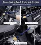 YeewayVeh Car Detailing Brush Set, 3 Pack Ultra Soft Boars Hair Detailing Brushes for Leather Seat Air Vents Engine Bay, Auto Detail Brushes Car Detailing for Interior Exterior, Indigo