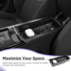 LUWU 2025 2026 Prius Center Console Organizer for 2023 2024 2025 2026 Toyota Prius LE/XLE/Limited/Nightshade Accessories Armrest Console Storage Box Glove Organizer Tray ABS Material (Black)