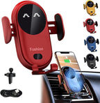 Smart Car Wireless Charger Phone Holder, Fashion Car Charger, Smart Sensor Car Wireless Charger, Automatic PhoneHolder forCar, for All Phone (Red)
