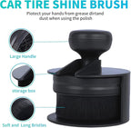 IPELY Tire Shine Brush, Tire Dressing Brush with Storage Base, High Density Bristles Tire Shine Applicator Brush for Auto Detailing