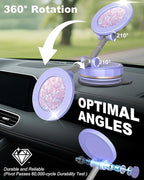 2026 Gen-3 Magnetic Phone Holder for MagSafe Car Mount,360° Adjustable Vacuum Suction Phone Mount for Car/Mirror/Home/Travel,Suction Cup Mount for iPhone 17/16/15/14/13/12/Android (Purple)