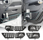 Front & Rear Door Pocket Cup Holder Organizer Fit for 2018-2026 Jeep Wangler JL JLU 4xe Rubicon Sahara & Gladiator JT Accessories, Metal Door Side Insert Storage Box (Not for Power Seats)