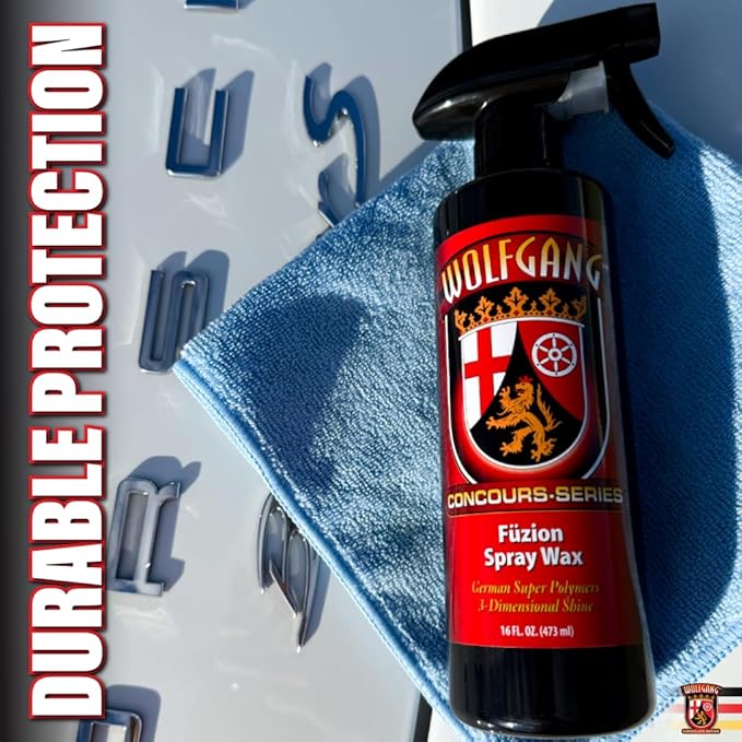 Wolfgang Fuzion Spray Wax | Brazilian Carnauba & Advanced Polymers for Deep 3D Gloss | Quick Spray-On Protection for Dry or Wet Paint | Enhances Shine & Adds Hydrophobic Seal | 16 oz