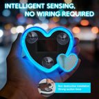 2PCS Solar Heart Lights for Car Window - Auto On/Off at Night, No Wiring Needed, Waterproof Romantic Gift for Her/Him, Car Gift Anniversary, Windshield Dashboard Decoration (Blue)