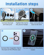 PZK Car Phone Mount for Chevrolet Equinox 2018 2019-2021 2022 2023 Accessories Chevy Car Phone Holder Magnetic 15W Fast Wireless Charger Air Vent 360° Rotation Hands Free Phone Automobile Cradles