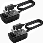 AC to DC Converter 2A 24W Car Cigarette Lighter Socket Adapter Power Cable 110-240V to 12V AC/DC for Automobile Home Use Car to Wall Plug（Under 24W only） (Pack of 2)