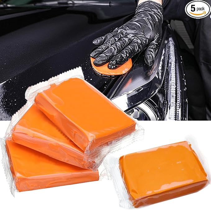 Car Clay Bar 4 Pack 400g, Premium Grade Clay Bars Auto Detailing Magic Clay Bar Kit with Towel Clay Bar Cleaner with Washing and Adsorption Capacity for Car Wash Car Detailing Clean,Glass (Orange)