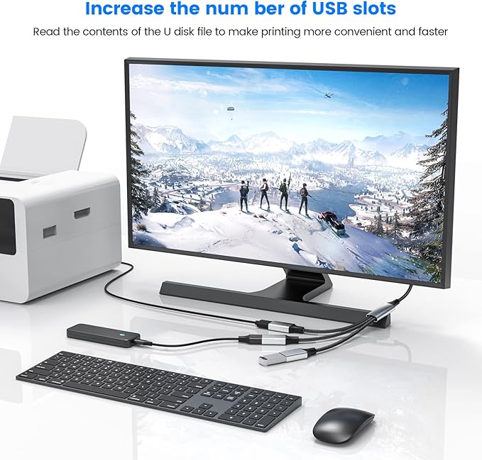 USB 3 Port Splitter Cable, MOGOOD USB Type B Splitter 1 Male to 3 Female USB 2.0 Adapter Power Cord Extension Hub for Charging/Data Transfer/Laptop/Mac