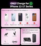 BHHB for Magsafe Car Mount Charger, [2026 Upgrade] 15W 2in1 Magnetic Wireless Car Charger, for Magsafe Car Charger, Vent/Dashboard Phone Holder, ONLY for iPhone 17 16 15 14 13 12 Series (Pink)