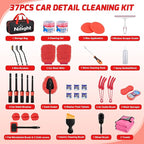 Nilight 37PCS Car Detailing Kit Auto Cleaning Tools Wash Set with Storage Carry Bag Home Use for Interior Exterior Deep Clean Car Care Windshield Dashboard Seat Air Vents Wheels Tires, Red
