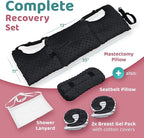 Zomaple Mastectomy Recovery Pillow with Strap, Swirly Gel Pack, Seat Belt Cover & Shower Lanyard – Post-Op Essentials, Breast Augmentation/Reduction & Recovery Supplies – Washable Cover for Comfort