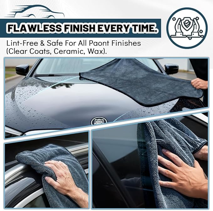 Car Drying Towel Microfiber Cleaning Cloth - 24" x 36" Large Twisted Loop 600GSM - Super Absorbent Auto Detailing Towel for Cars Truck SUV Window - Streak Free & Lint Free Washing Accessories