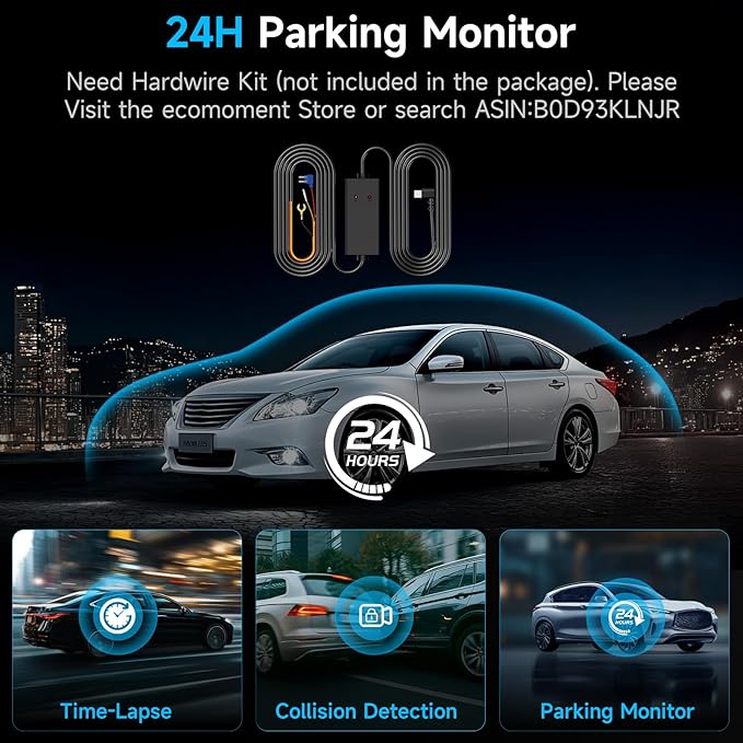 Dash Cam Front and Rear, 2.5K Dual Dash Camera for Cars, Car Camera with 3.16" IPS Screen, 170° Wide Angle, WDR Night Vision, G-Sensor, 24H Parking Monitor, 32GB Card Included, Support 256 GB Max