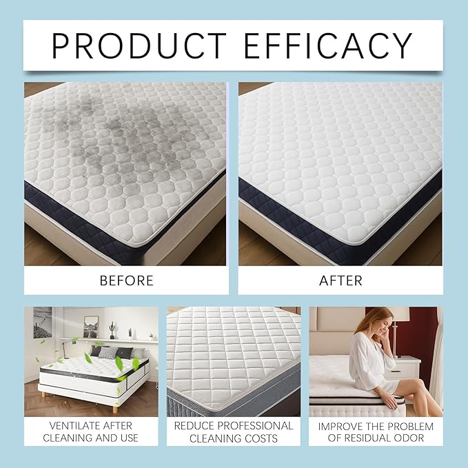 Powerful Mattress Yellow Stain Cleaner, Carpet Stain Remover, Urine Stains Remover for Mattress, Fabric Car Seat Cleaner, Oil Stains Removers for Clothes, No-Scrub Foam for Beds Sofa & Couch (2)