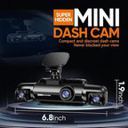 Neideso 360° Dash Cam Front and Rear Inside, 4 Channel FHD 4 * 1080P, Wi-Fi GPS Voice Control Car Camera, Front 2K+1080P*2 Dash Camera for Cars, with 64GB SD Card, Night Vision, 24H Parking Mode(N300)