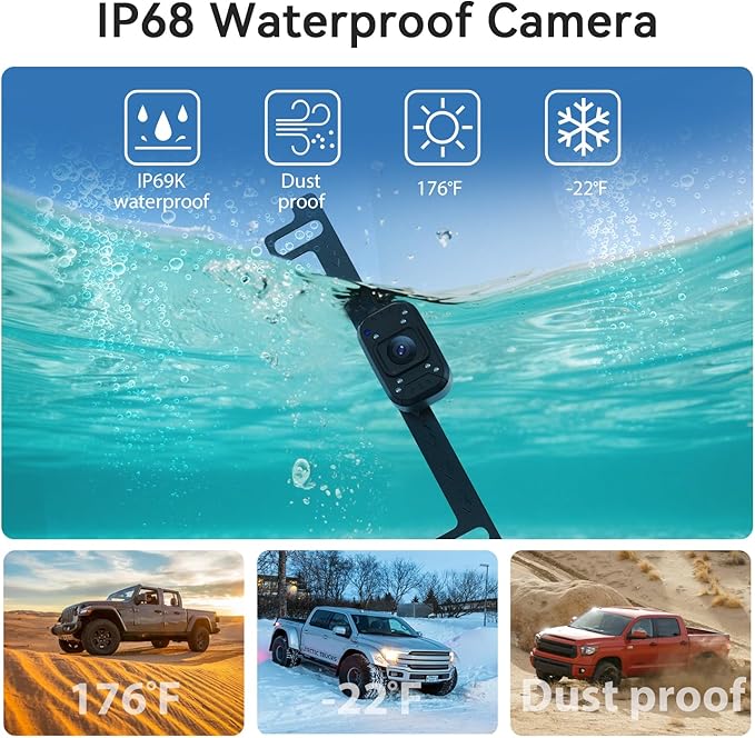FEISIKE Backup Camera, 1080P IR Night Vision with Monitor, Easy Setup Plug-Play Rear View Camera, 150 Degrees Wide Angle, IP68 Waterproof, 4.3" Display for Car Truck SUV
