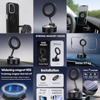 MagSafe Magnetic Car Phone Mount – Super Strong Suction Cup for Dashboard & Windshield – 360° Rotation – Secure Hold for iPhone, Samsung & All Smartphones – One-Hand Use | Fits All Cars