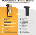 Electric Air Duster & Vacuum 2-in-1, 180000RPM Brushless Motor, Rechargeable Compressed Air Duster with 8000mAh Battery, Stepless Speed Control, 7-Mode Light Mini Blower for PC, Car, Home, Outdoor