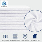 GLIMGLINT White Microfiber Cleaning Cloth,150PK Reusable Cleaning Rags,Highly Absorbent Shop Rags Bulk,All-Purpose Car Cleaning Towels for TV Screen, Kitchen, Bathroom, Restaurant, Garage, 14"X12"